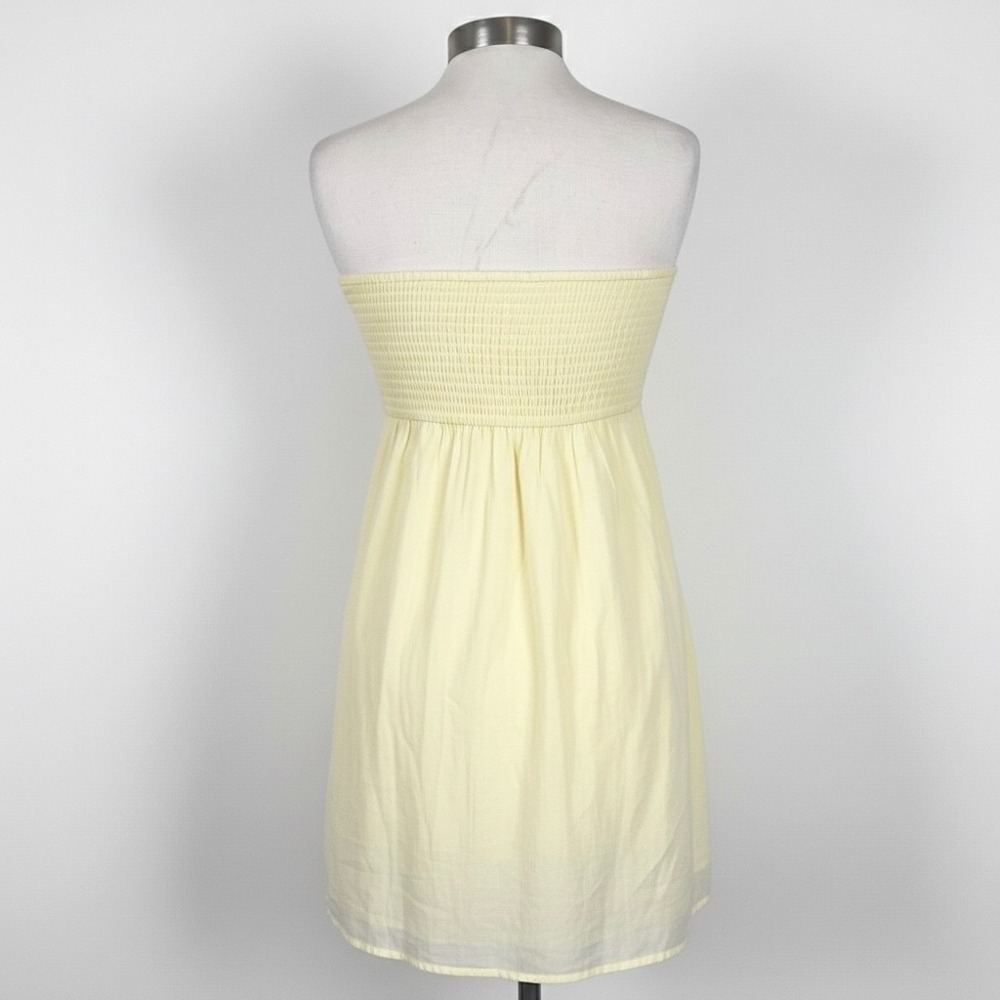 Hollister Y2K Coquette Butter Yellow Tube Top Small Crochet Knit Smocked Bow - Picture 5 of 6